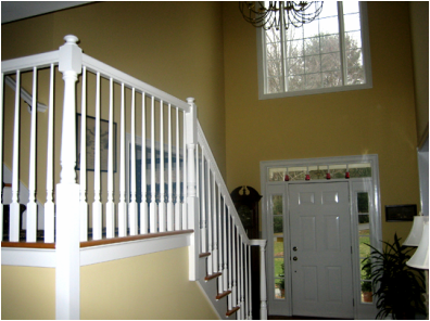 Interior of a home painted yellow and white